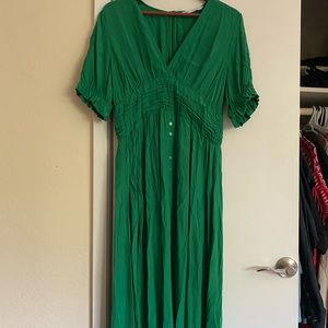 Zara green draped midi dress